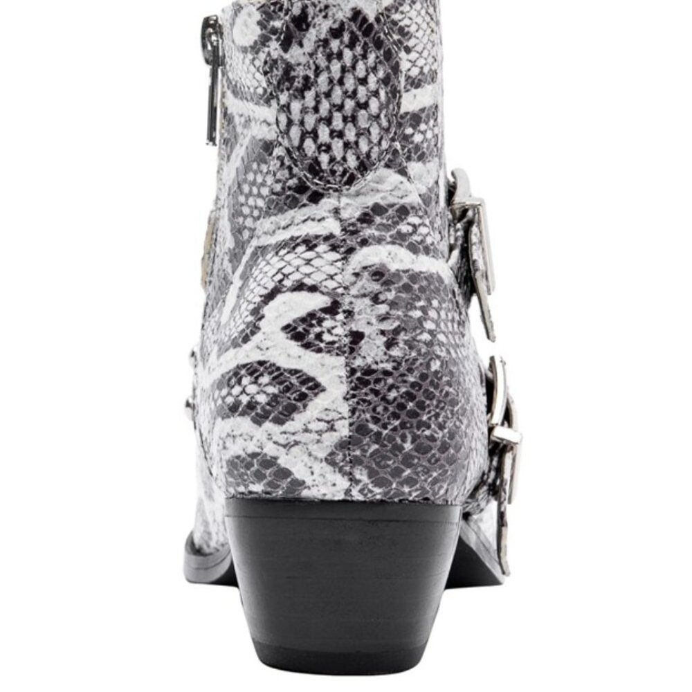 NIB [JANE AND THE SHOE] Cindy Snakeskin Pointed Ankle Booties Women's Sz 6.5 - Picture 3 of 11